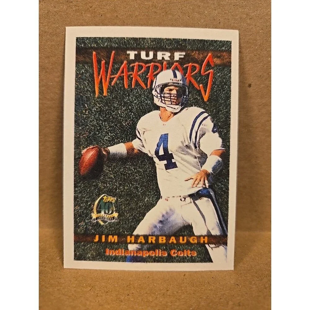 1996 Topps Football Insert Turf Warriors #TW3 Jim Harbaugh Felt Chargers
